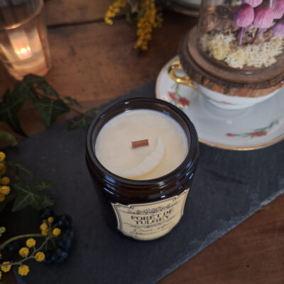 Bougie parfumée dans un pot apothicaire ambré, Forêt de Tulgey