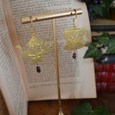 Boucles d'oreille Tea Party, grenat