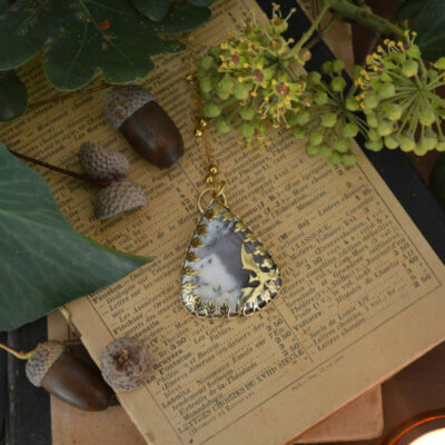Pendentif l'Envol draconique, opale dendritique
