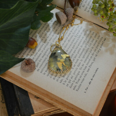 Pendentif l'Envol draconique, préhnite